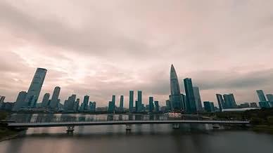 4K深圳华润大厦子弹头城市地标日转夜延时视频的预览图